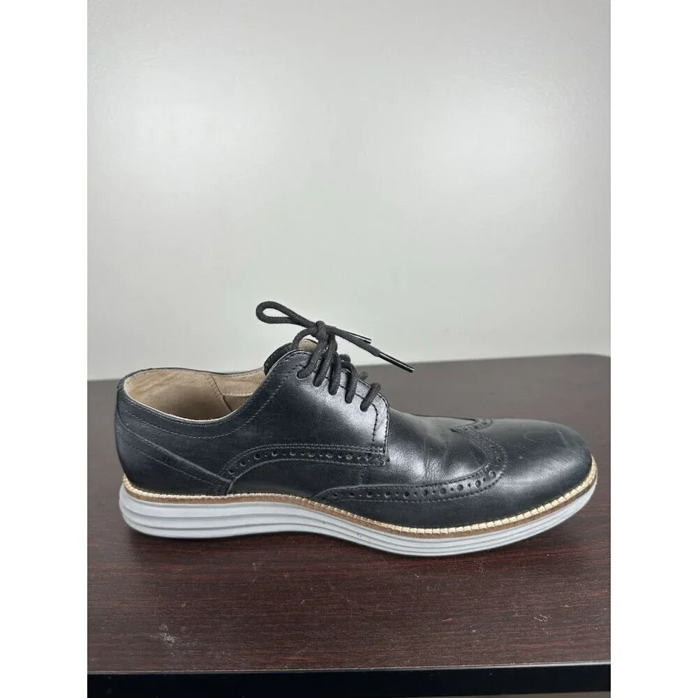 Cole Haan Original Grand Wingtip Oxfords Black Size 9.5 Mens C2640 Leather